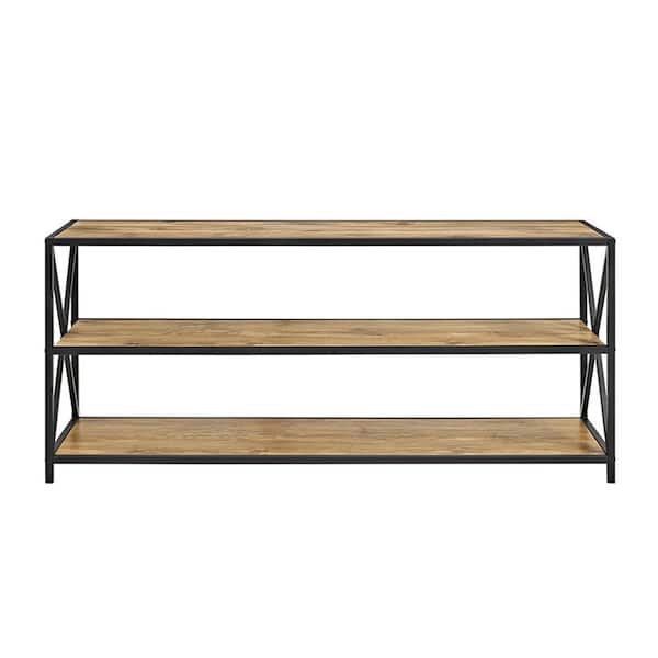 FABULAXE Industrial 42.5 in. Brown Wood and Metal 3-Shelf Etagere Bookcase  Open Storage Free Standing Bookshelf QI003995.M - The Home Depot