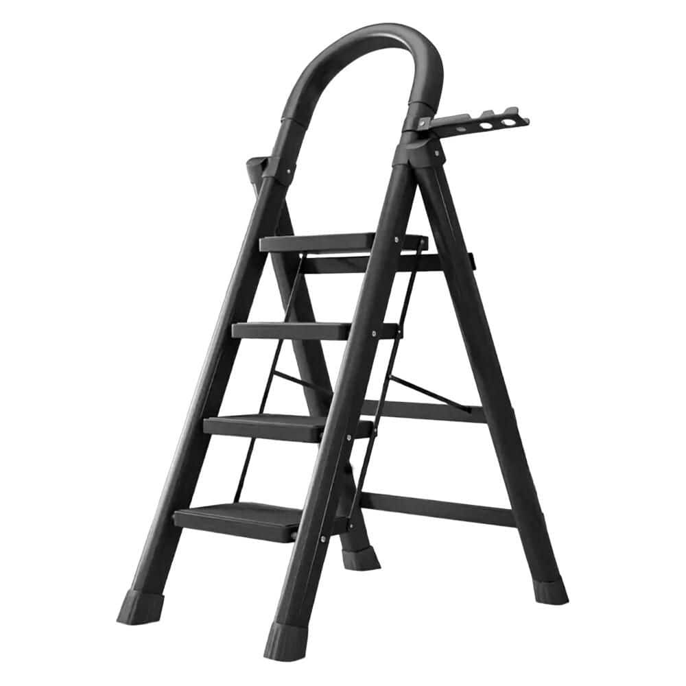 3.7 ft. Iron Portable Step Ladder (8 ft. Reach) with Anti-Slip Pedals 500 lbs. Load Capacity Type IAA Duty Rating, Black price history on PriceWatchPro