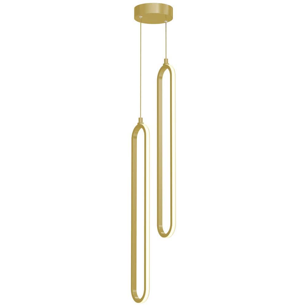 Sienna 24-Watt 2-Light Gold Shaded Integrated LED Pendant Light with White Acrylic Shade price history on PriceWatchPro