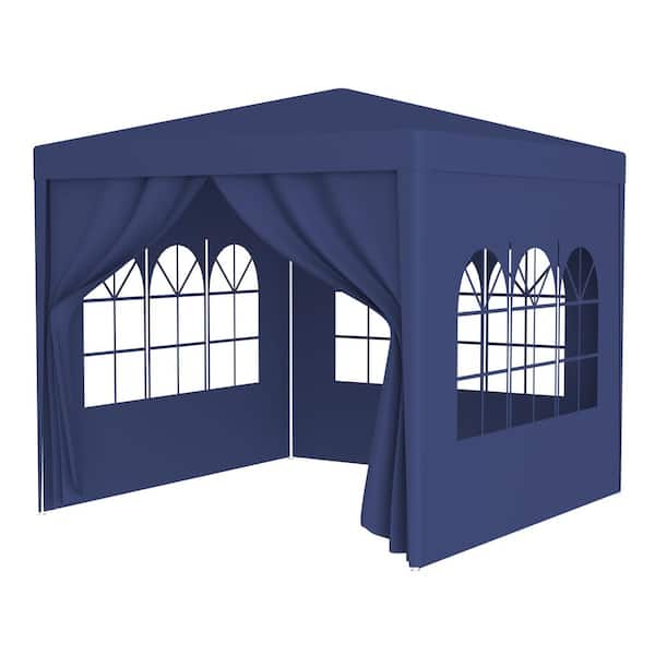 10 ft. x 10 ft. Blue Outdoor Party Tent, Heavy Duty Gazebo Wedding Canopy with 4-Removable Walls
