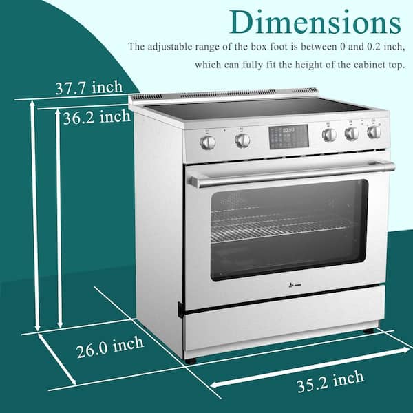 36 in. 5-Burners Freestanding Electric Range with Convection, Air Fry, Rotisserie and Stainless-Steel Door