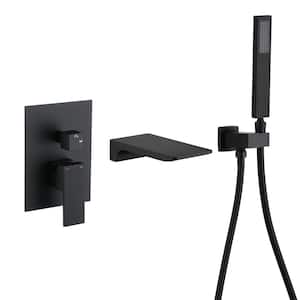 Single-Handle 1-Spray Wall Mount Tub and Shower Faucet in Black Brass Handheld Shower (Valve Included)