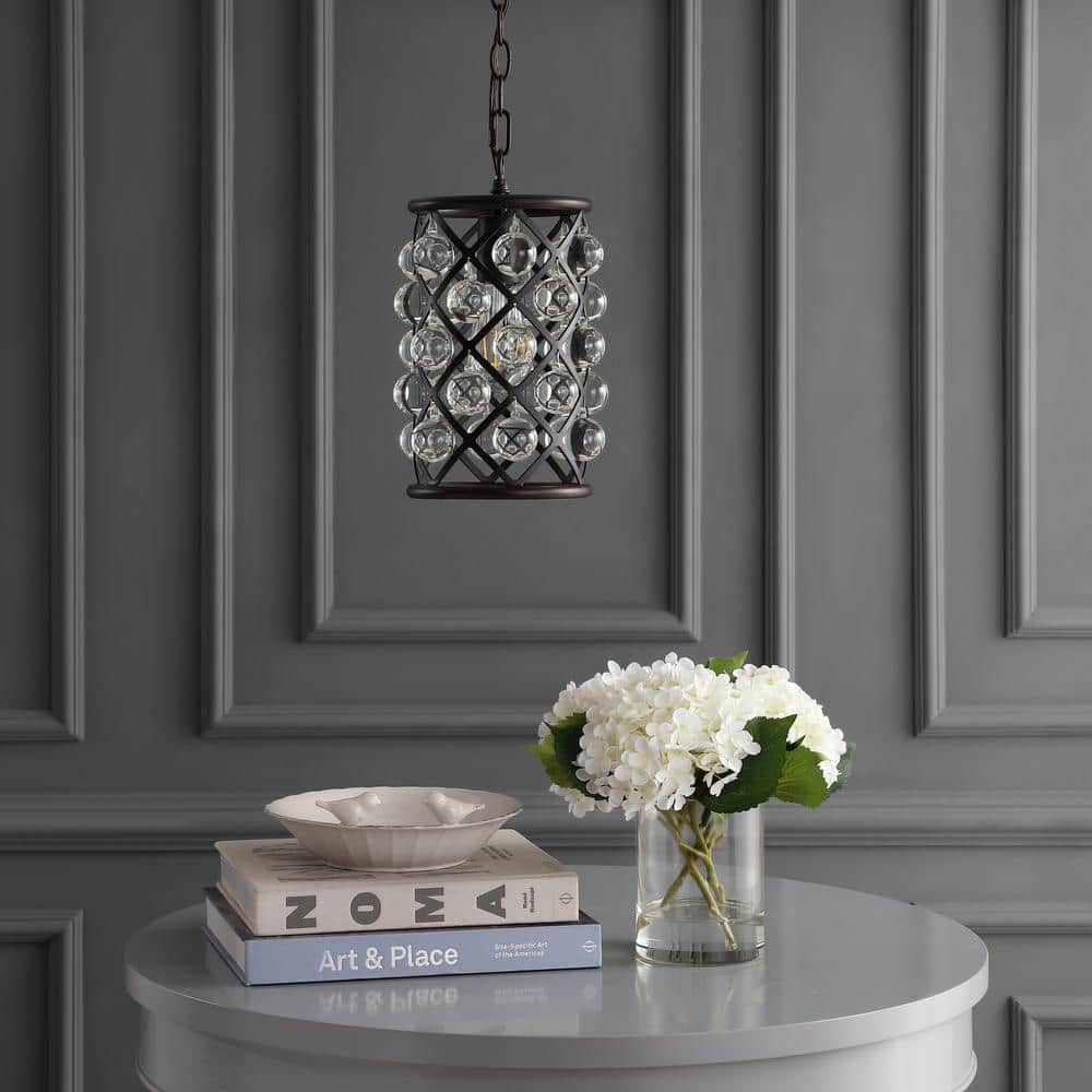 Gabrielle 8" Oil-Rubbed Bronze and Crystal LED Pendant