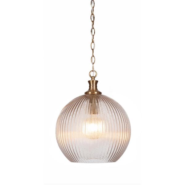 Unbranded Orleans 40-Watt 1-Light New Age Brass Shaded Mini Pendant Light with Glass Shade