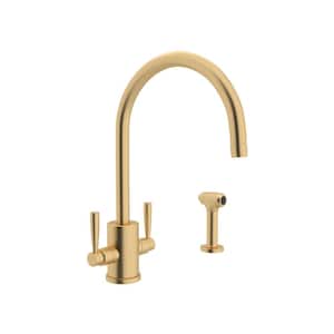 Holborn Double Handle Standard Kitchen Faucet in Satin English Gold