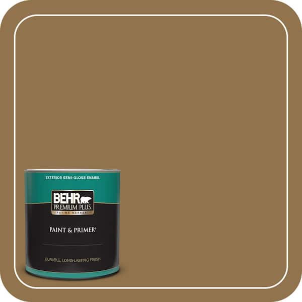 BEHR PREMIUM PLUS 1 qt. #N290-7 Marrakech Brown Semi-Gloss Enamel Exterior Paint & Primer
