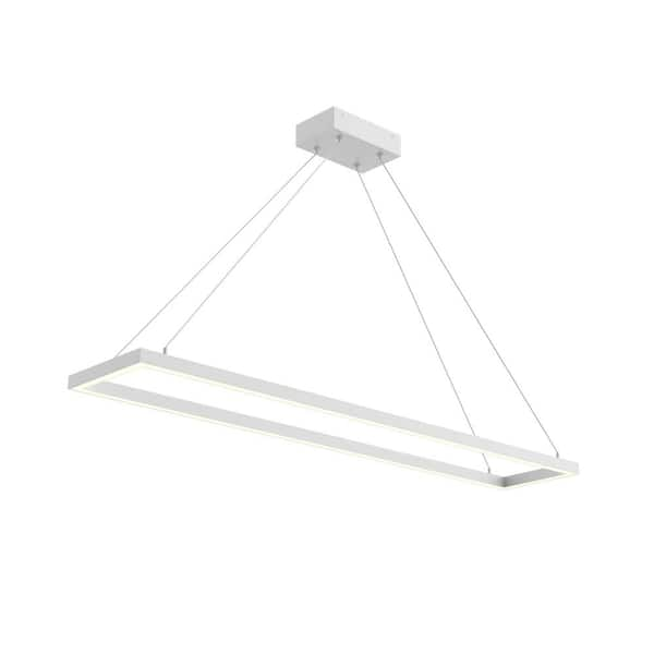 KUZCO Piazza 48 in. 1 Light 63-Watt White Integrated LED Pendant Light ...