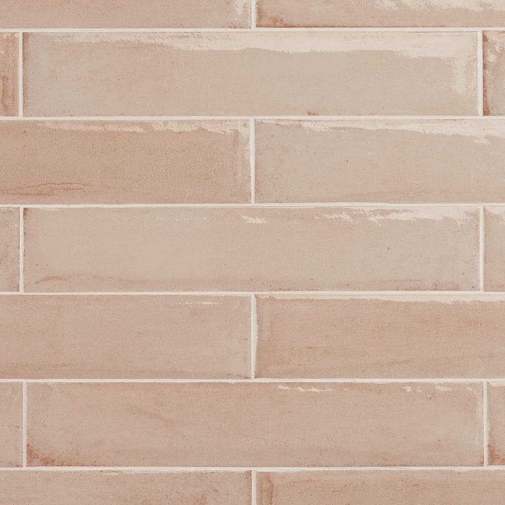 Rose Polished Porcelain Subway Wall Tile 3x16