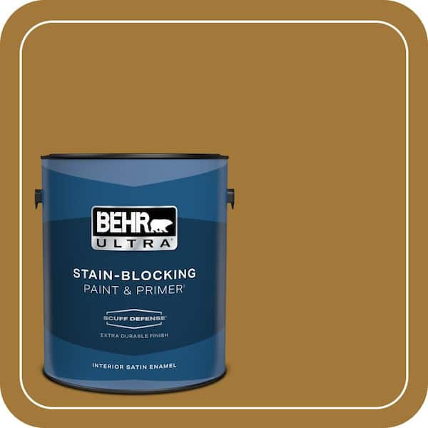 BEHR ULTRA 1 gal. #320D-7 Victorian Gold Extra Durable Satin Enamel Interior Paint & Primer
