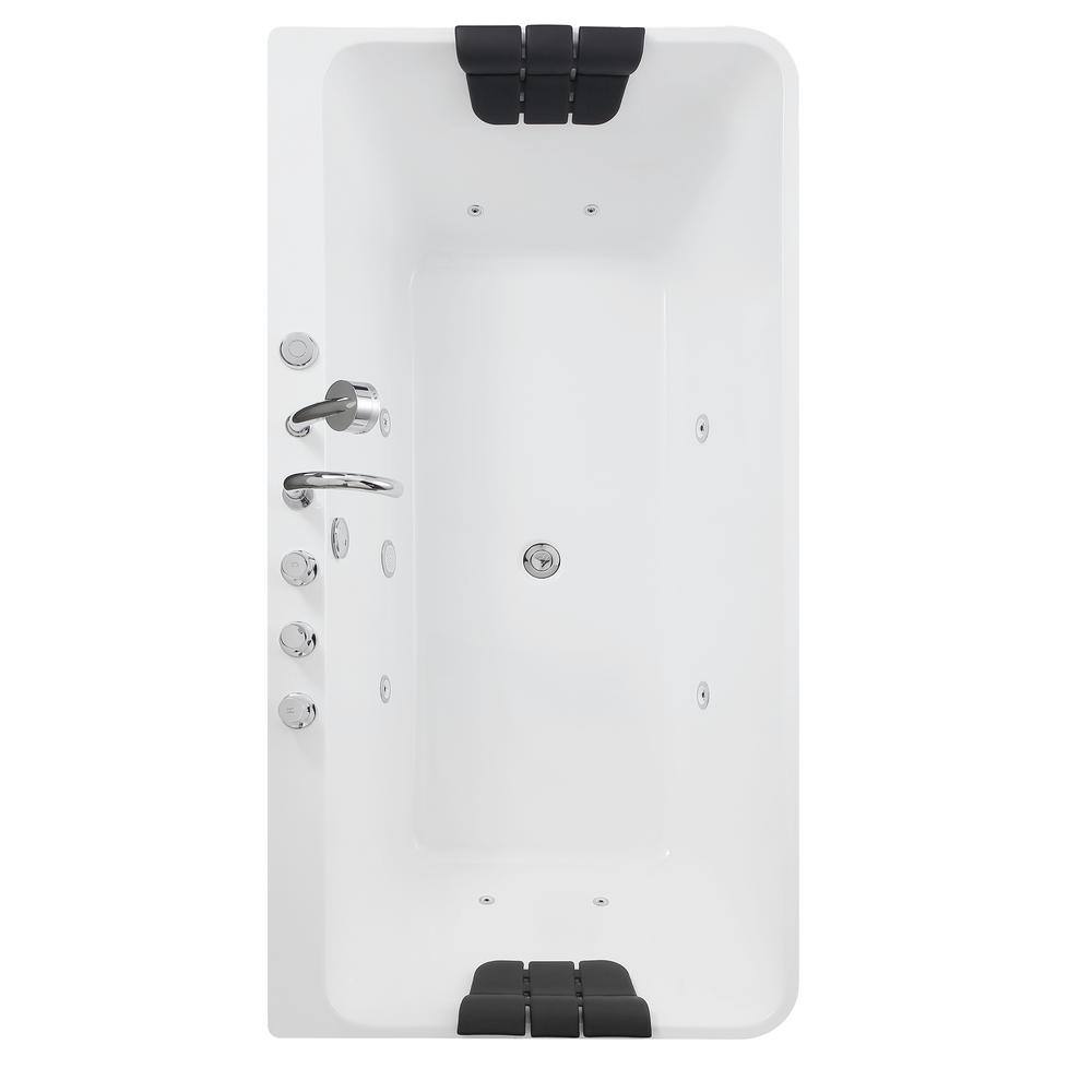 67'' White Acrylic Freestanding Whirlpool Bathtub with Faucet