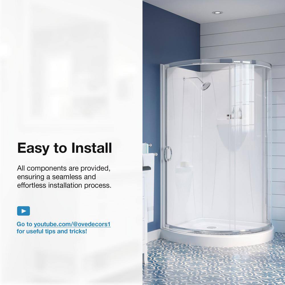 Breeze 38 in. Clear Glass Corner Shower Kit with Nickel Finish