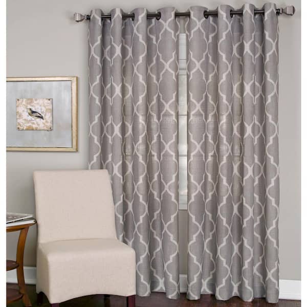 Elrene Stone Trellis Grommet Room Darkening Curtain - 52 in. W x 108 in. L