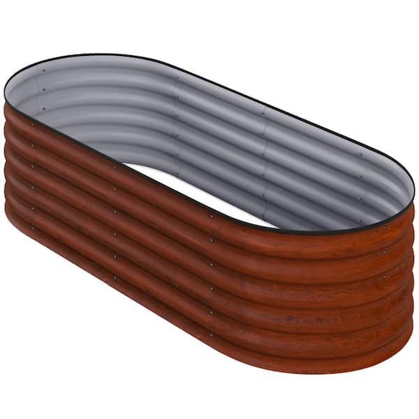 Oyezvary 59 in. x 23.5 in. x 16.5 in. Brown Steel Raised Garden Bed with Safety Edging for Growing Flowers, Herbs and Vegetables
