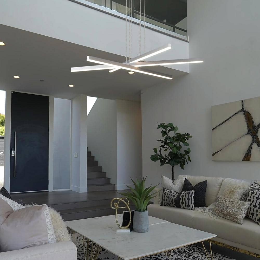 Sirius 40" Silver Aluminum Integrated LED Adjustable Pendant
