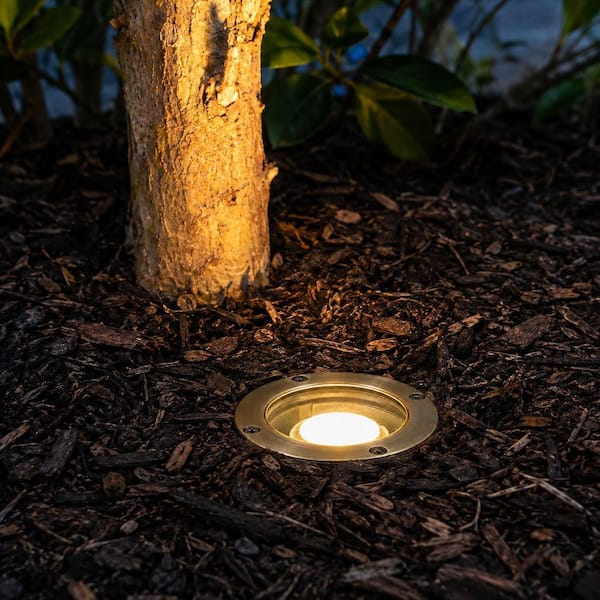 Bronze Hardwired Brass Open Waterproof Well Light with MR11 LED Bulb