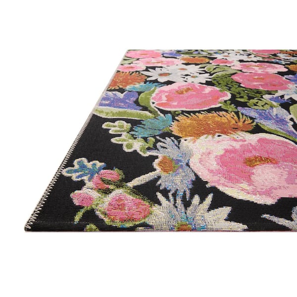Botanical Black/Multi 2 ft. - 5 in. x 11 ft. - 2 in. Indoor/Outdoor Polypropylene Area Rug