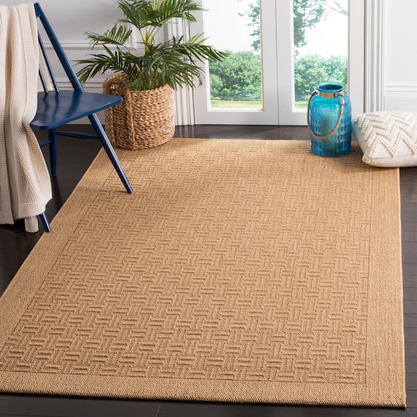 Palm Beach Maize 5 ft. x 8 ft. Interlaced Border Area Rug