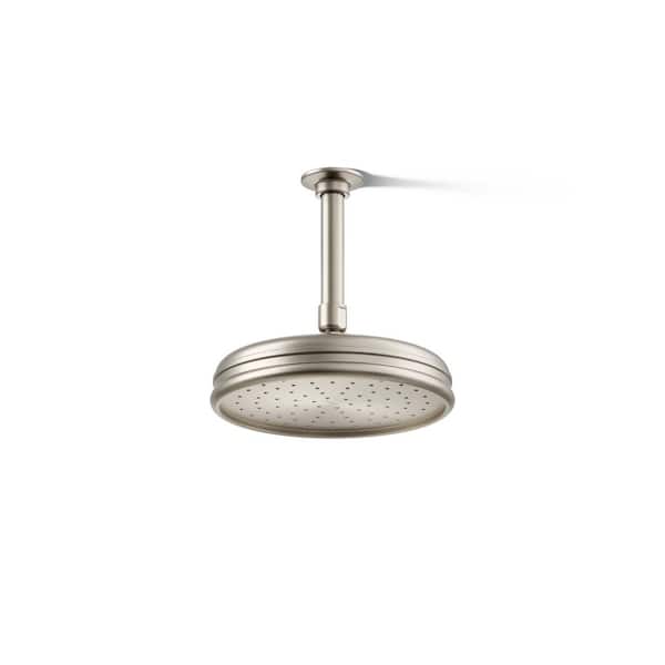 KOHLER 1-Spray 8.4 in. Single Ceiling Mount Fixed Rain Shower Head in Brushed Nickel