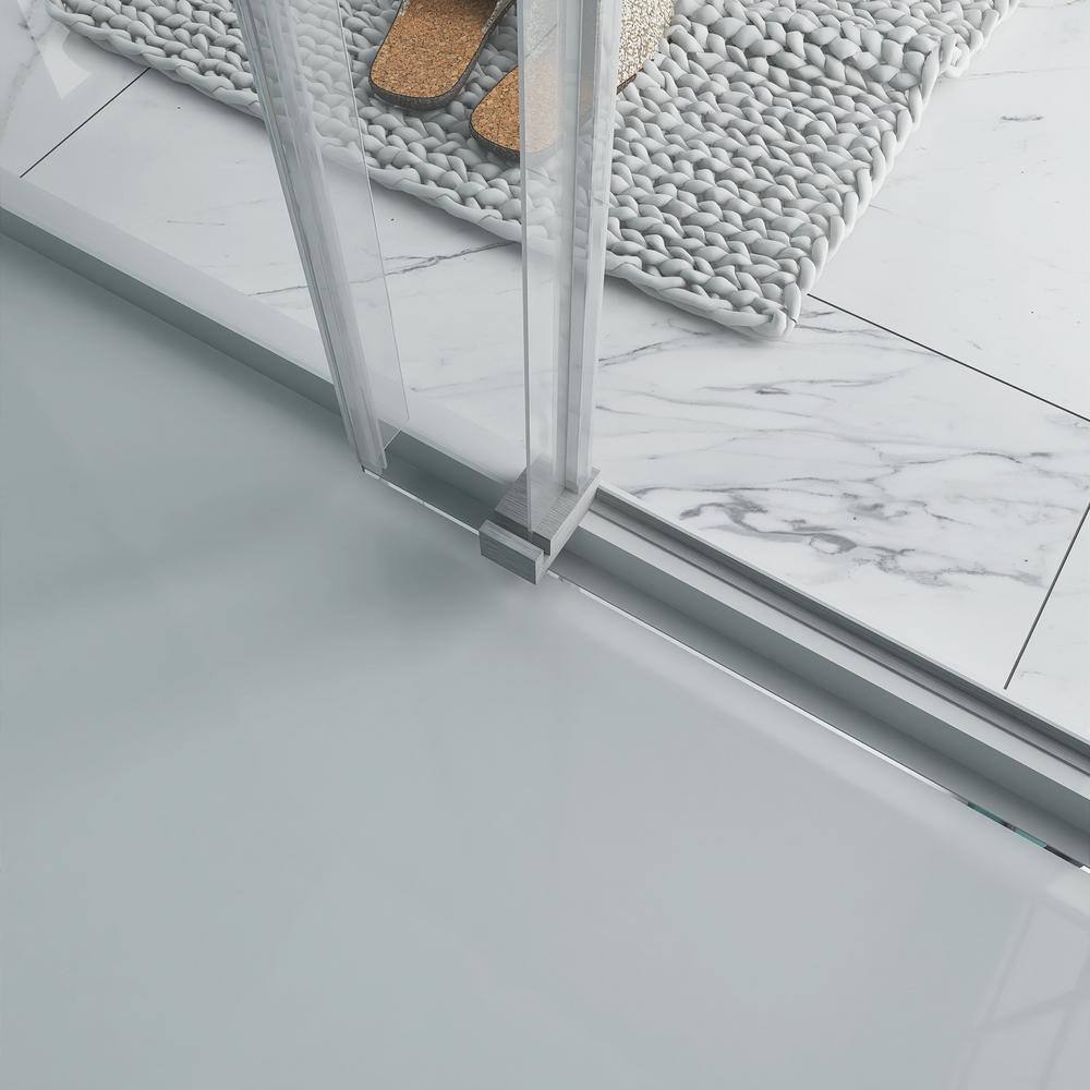 72'' W x 76'' H Brushed Nickel Frameless Sliding Shower Door