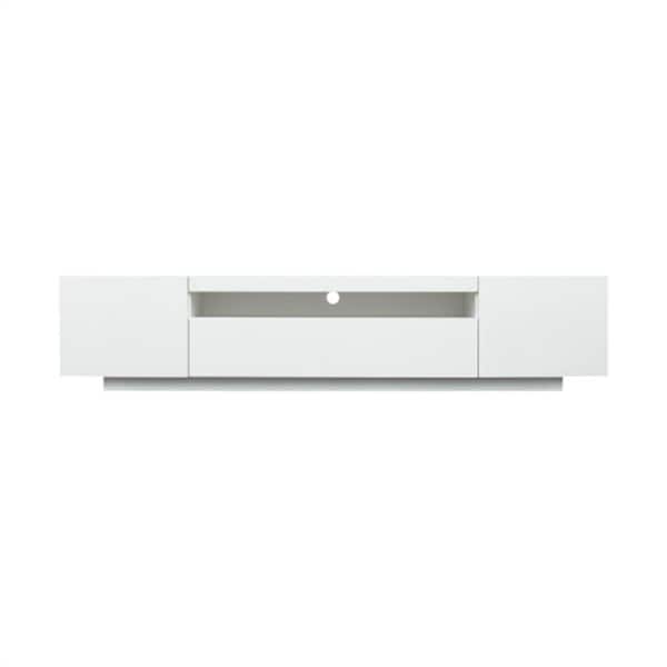 ZIRUWU 14.96 in. W White TV Cabinet Wholesale, White TV Stand with Lights,TV Cabinet with Storage Drawers up to 80 in.