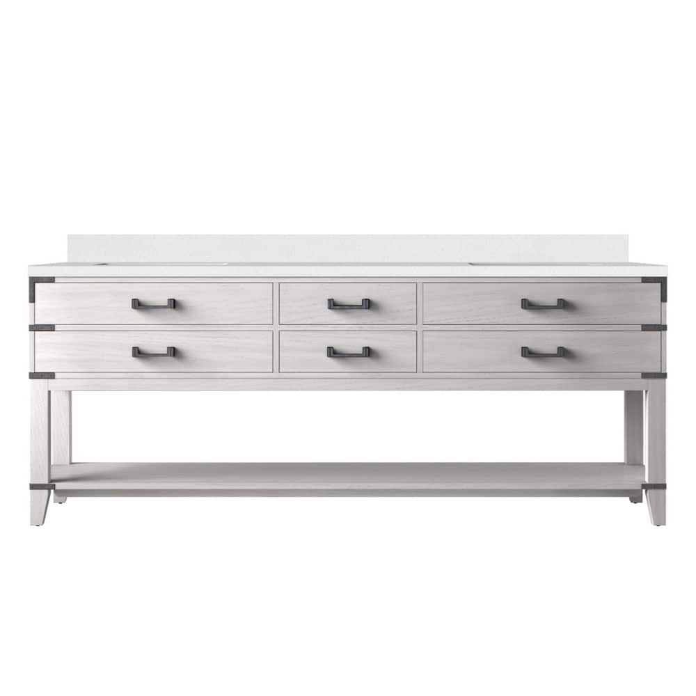 Irvington 84 in. W x 22 in. D White Oak Double Bath Vanity with Cultured Marble Top price history on PriceWatchPro