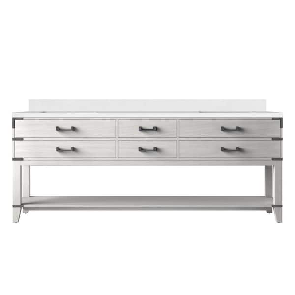 Irvington 84 in. W x 22 in. D White Oak Double Bath Vanity with Cultured Marble Top