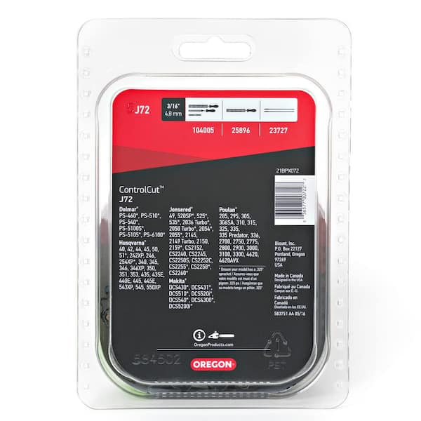 J72 Chainsaw Chain for 18in. Bar Fits Echo, Husqvarna, Makita, Poulan, Jonsered and others