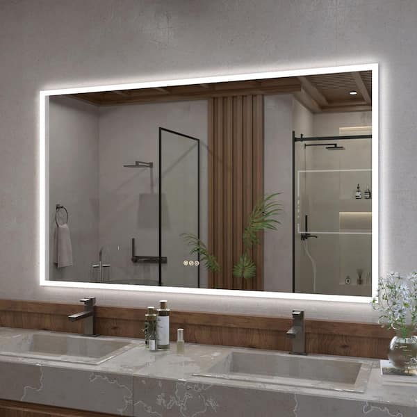 Haru 60 in. W x 36 in. H Rectangular Frameless LED Wall Bathroom Vanity Mirror