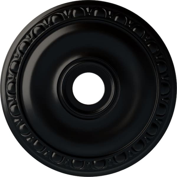 Ekena Millwork 20" x 3-5/8" ID x 1" Jackson Urethane Ceiling Medallion (Fits Canopies upto 5-1/8"), Hand-Painted Jet Black