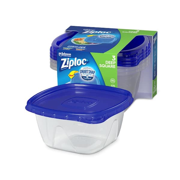 Ziploc Food Storage Containers with Lids, Smart Snap Technology, Deep Square (3 ct)