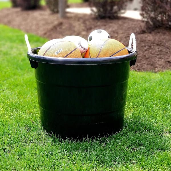 Homz Plastic 18 Gallon Utility Bucket Tub Container with Handles