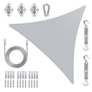 30 ft. x 30 ft. x 30 ft. Triangle Pro Ring Sun Shade Sail with Hardware Kit and Rope-Grey