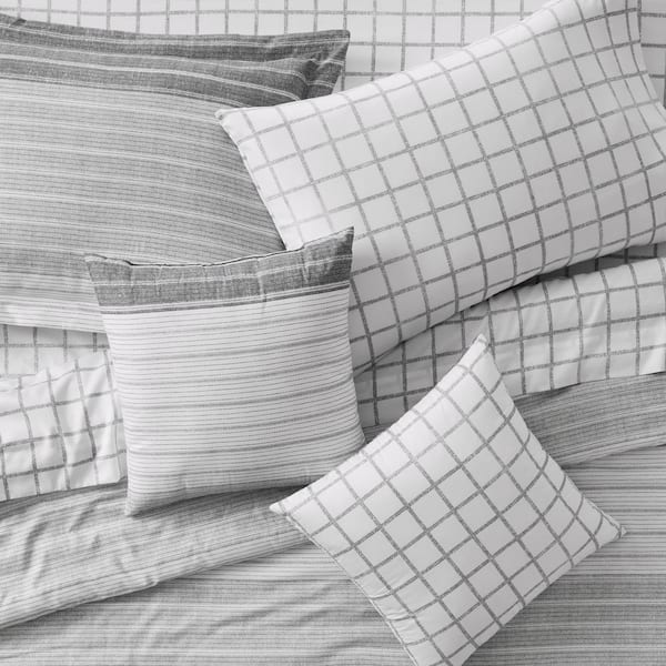 Madison 9-Piece Gray Stripe Full/Queen Bed in a Bag Bedding Set