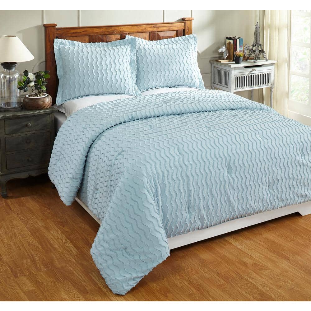 Better Trends Isabella Comforter 2Piece Blue Twin 100 Cotton Tufted
