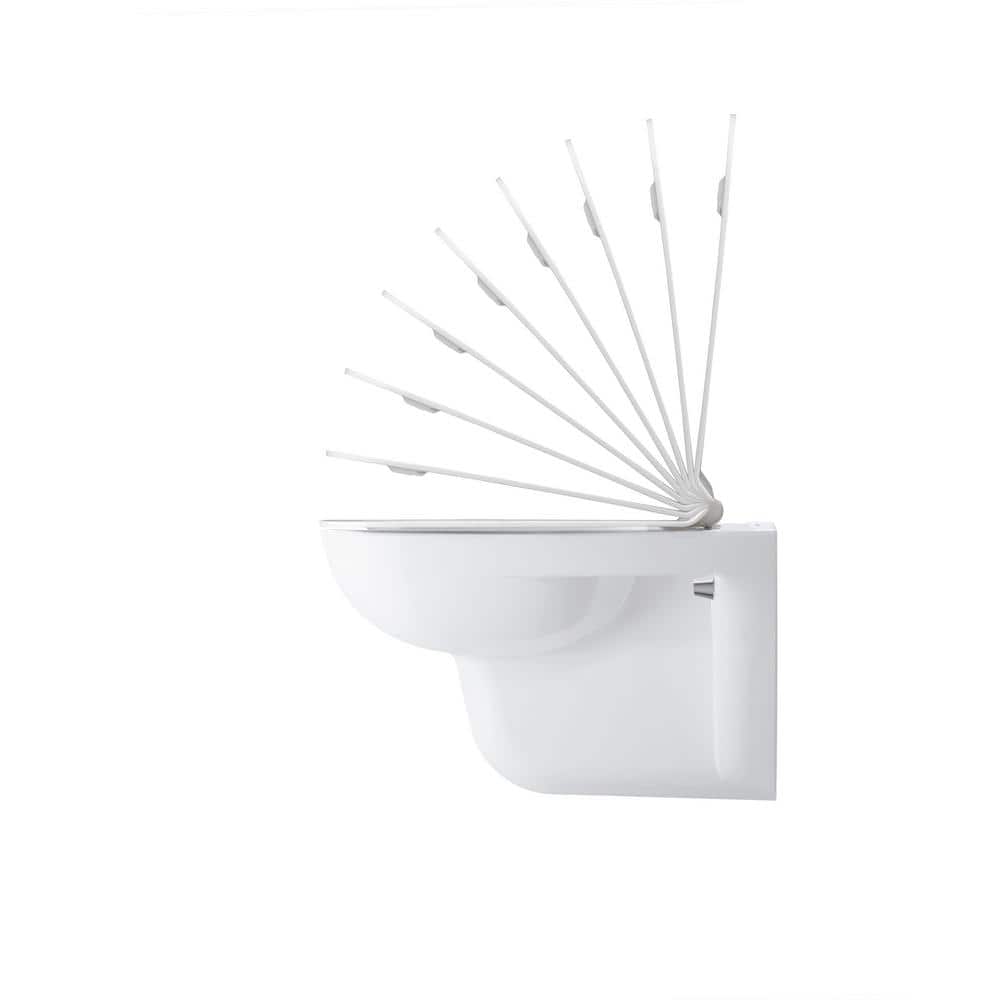 White Wall Mounted Dual Flush Elongated Toilet Bowl