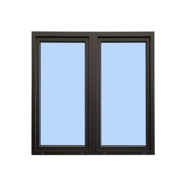 72 in. x 72 in. Elite Euro Black Exterior/White Interior Vinyl Double Sash Tilt and Turn Window, LHS/RHS  Inward Swing
