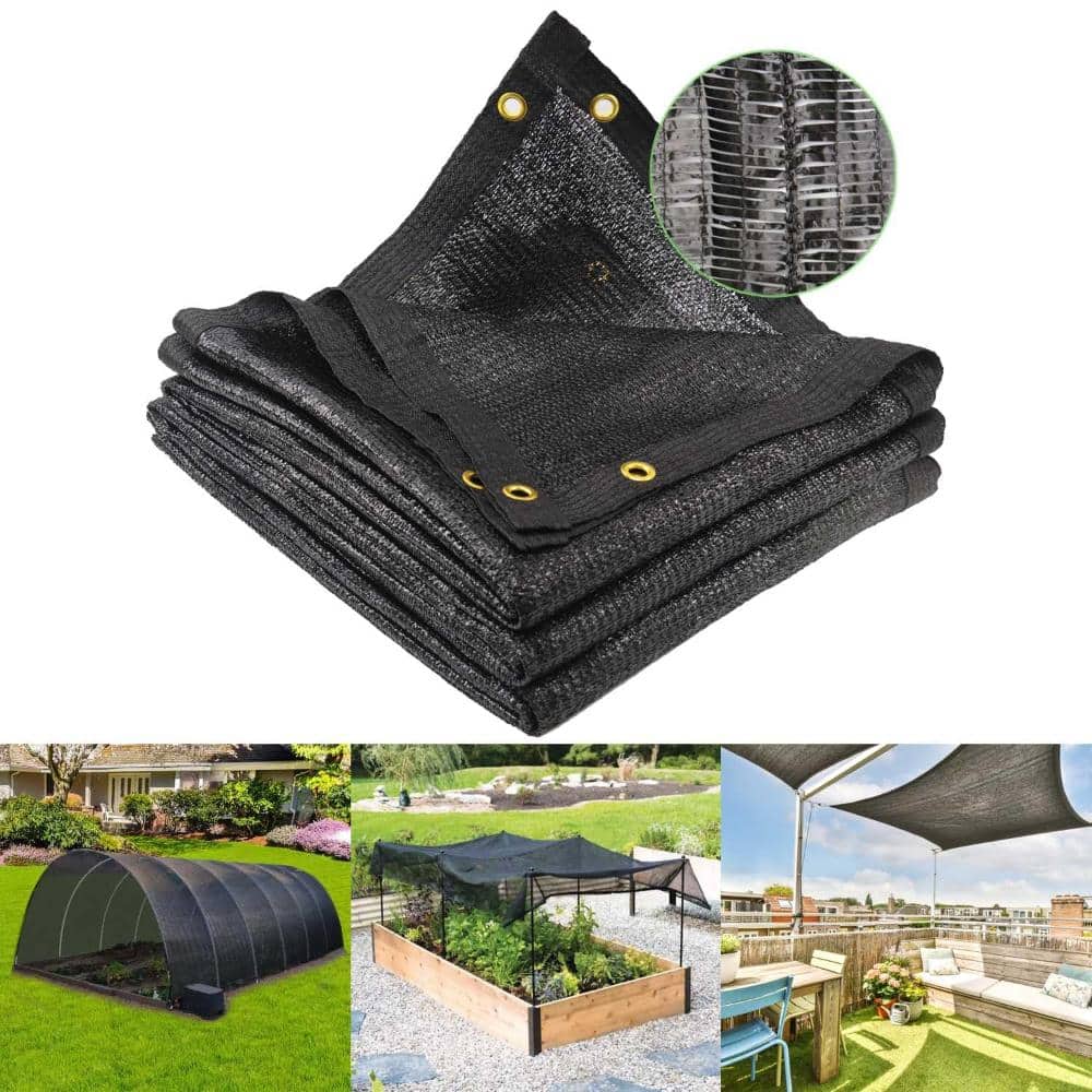 10 x 20 FT 40% Shade Cloth with Reinforced Brass Grommets, Black HDPE Sun Shade Mesh Tarp for Garden, Greenhouse, Patio