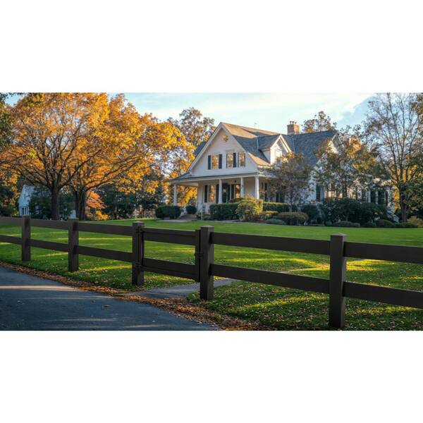 Natures Composites Composite 2-Rail Start/End Post with Post Cap for Traditional Ranch Rail System (5 in. x 5 in. x 50 in. L) Raven (Black)