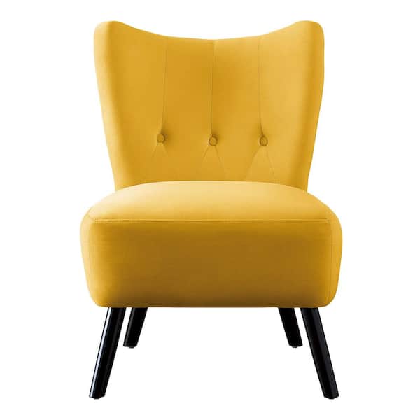 EVERGLADE HOME Shapel Yellow Velvet Upholstery Tufted Back Accent Chair