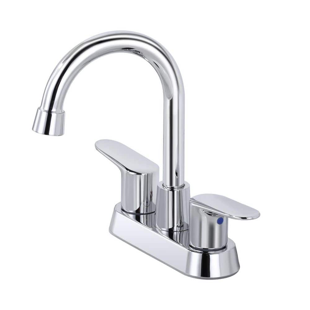 4 in. Centerset Double Handle High Arc Bathroom Faucet with Pop Up Drain in Polished Chrome price history on PriceWatchPro