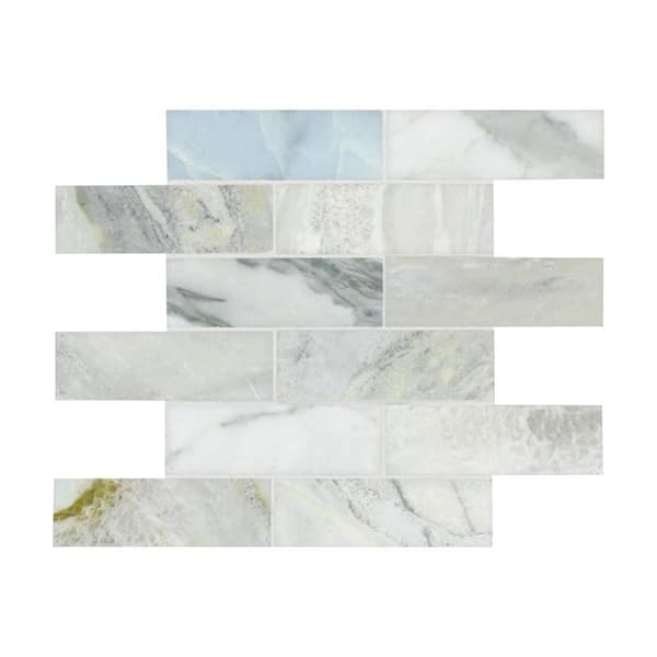 Cloudland Subway 12 in. x 12 in. Polished Marble Mesh-Mounted Mosaic Floor and Wall Tile (9.6 sq. ft. /Case)