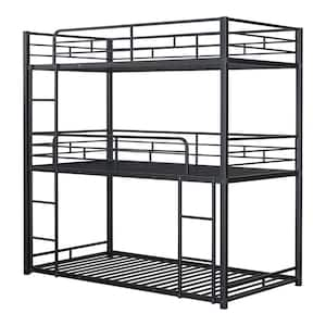 Paige Black Triple Twin Bunk Bed with Full Metal Construction