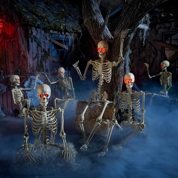 Home Accents Holiday 5 ft. Poseable Skeleton with LED Eyes (6-Pack ...