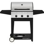 Entertainer 3-Burner Propane Gas BBQ Grill in Stainless Steel with Sides Tables and Tank Storage Shelf