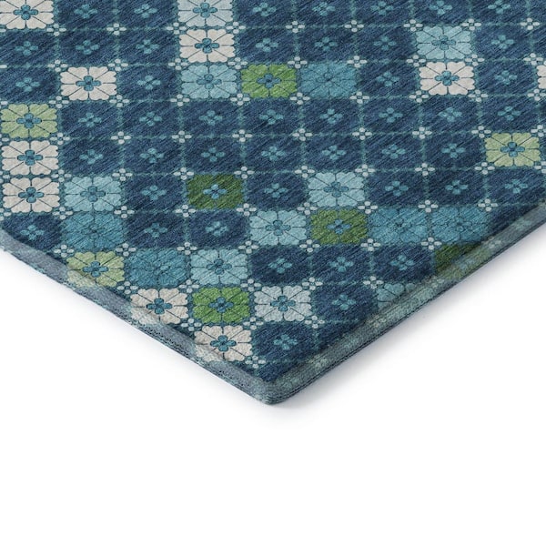 Mayfield Premium Machine Washable Abstract AMF1837 Navy 5 ft. x 7 ft. 6 in. Area Rug