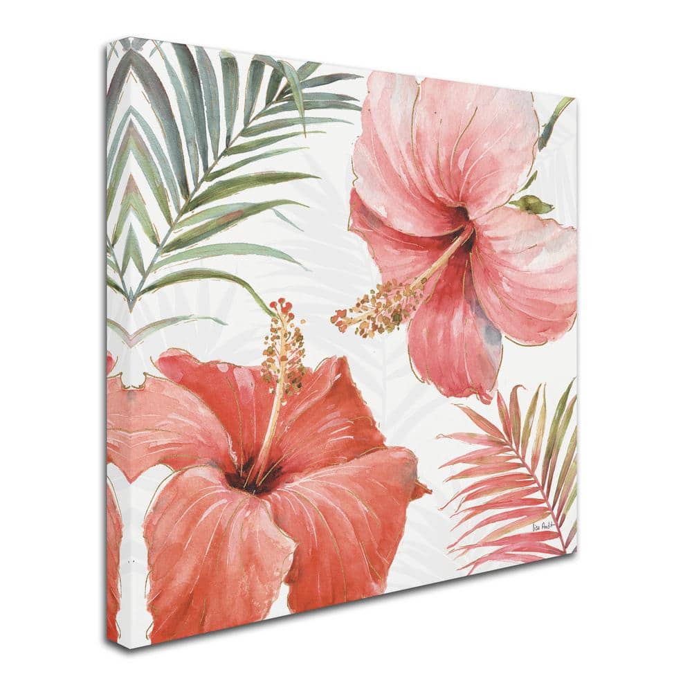 Tropical Blush Pink Floral Canvas Art 14x14