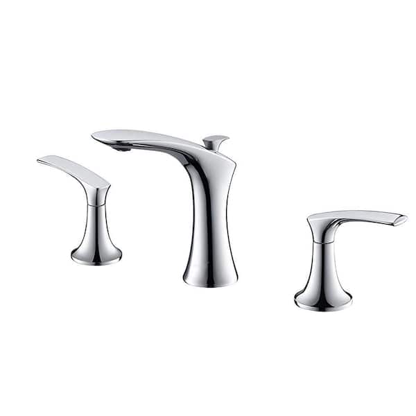 HOMLUX 8 in. Widespread 2-Handle High-Arc Bathroom Faucet with Drain Assembly in Chrome