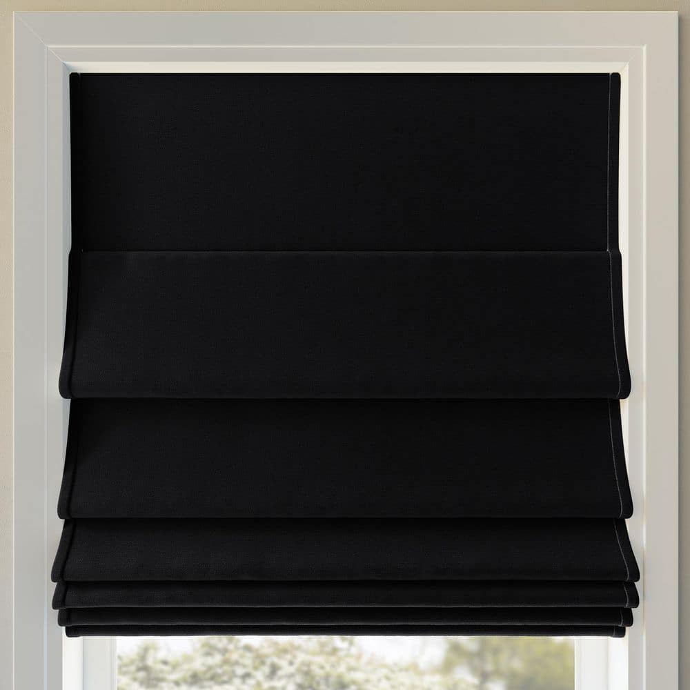 Morin Cordless Black 100% Blackout Velvet Fabric Roman Shade 39 in. W x 64 in. L price history on PriceWatchPro