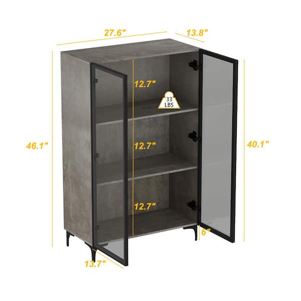 いま人気のアイテム Grey Tall in. 46.1 FUFU&GAGA Wood Bookcase Accent 3-Shelf 本棚・本収納