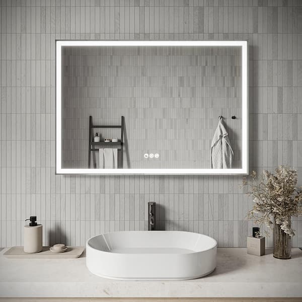40 in. W x 28" H Rectangular Frameless LED Light Anti-Fog Dimmable Color Temperature Change Wall Bathroom Vanity Mirror